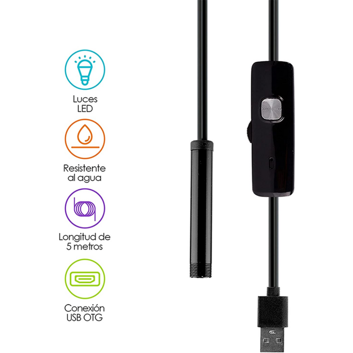 Cámara Endoscopio Hd de 5 METROS Adaptador 3,1 Tipo C