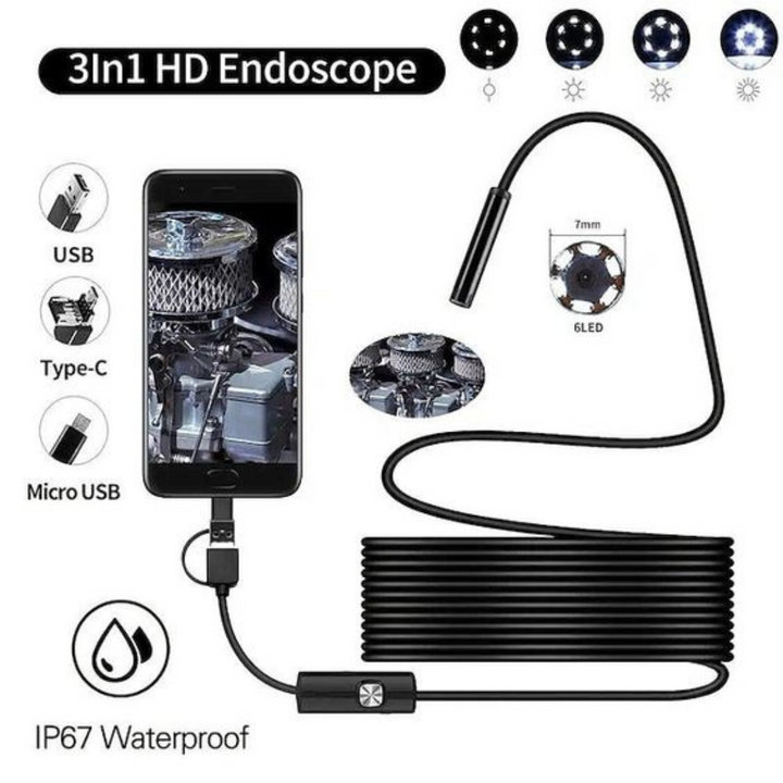 Cámara Endoscopio Hd de 5 METROS Adaptador 3,1 Tipo C