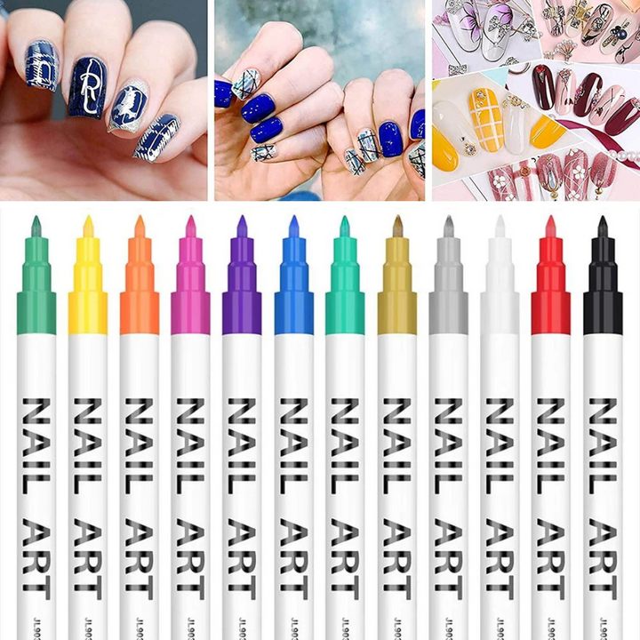 Kit de 12 Bolígrafos Nail Pen para Pintar Uñas - ENVIO GRATIS