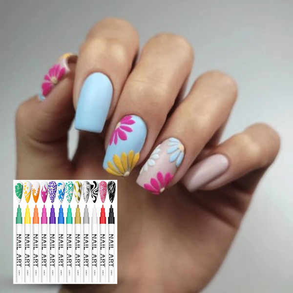 Kit de 12 Bolígrafos Nail Pen para Pintar Uñas - ENVIO GRATIS