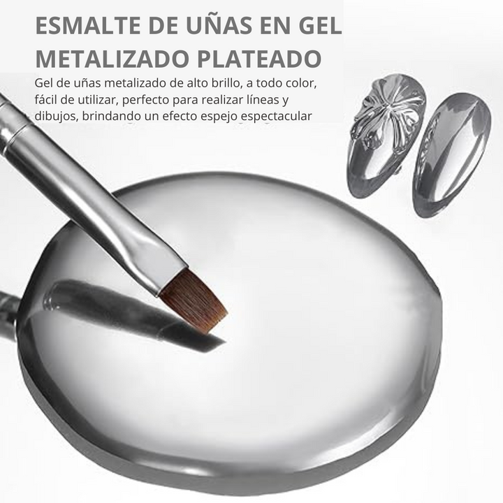 Esmalte de uñas en gel cromado metálico