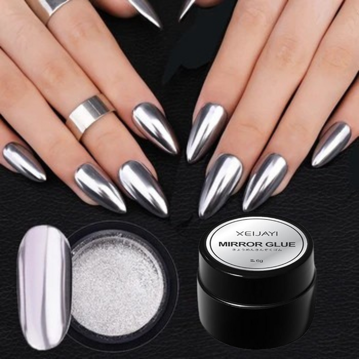 Esmalte de uñas en gel cromado metálico